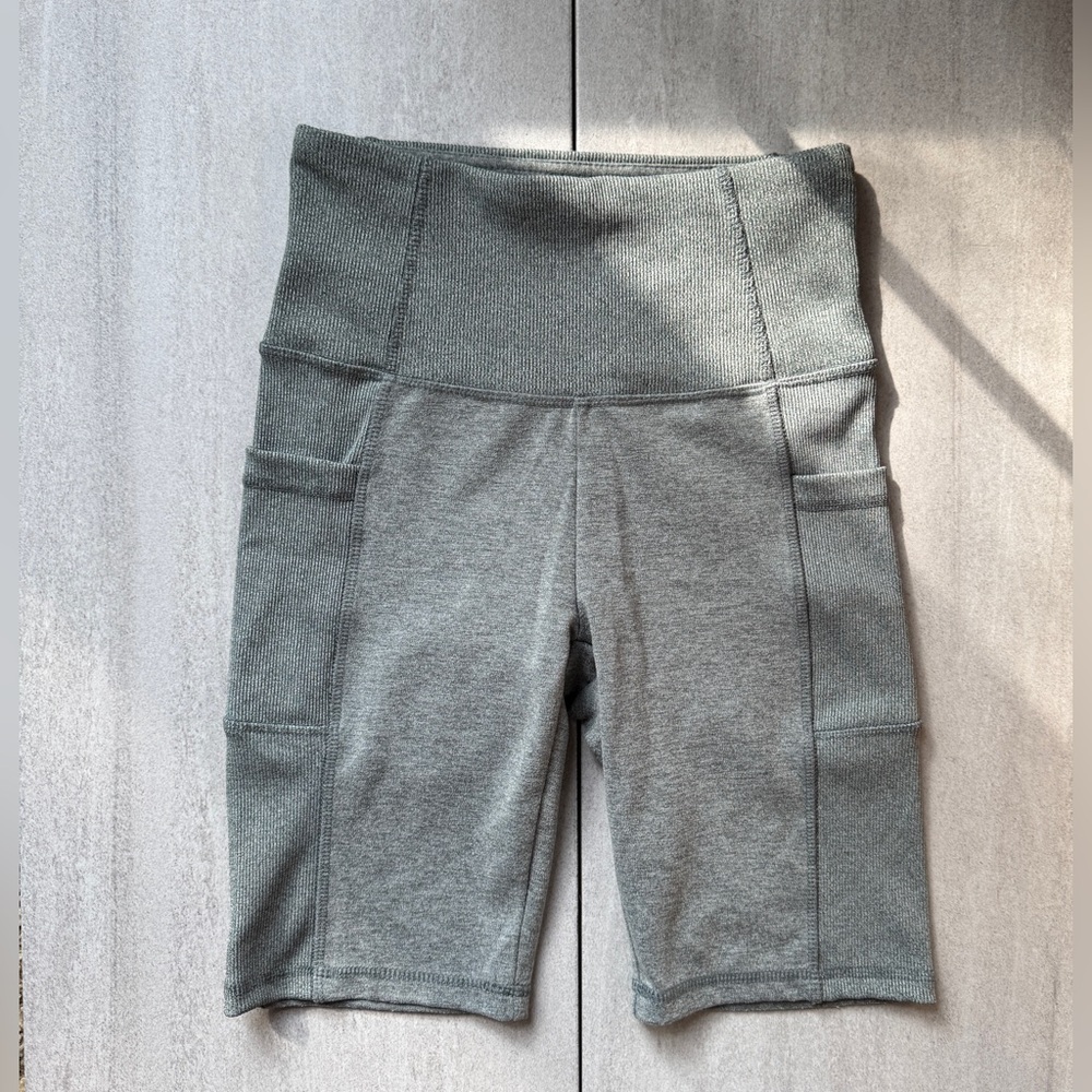 Sage Green High-Waisted Biker Shorts